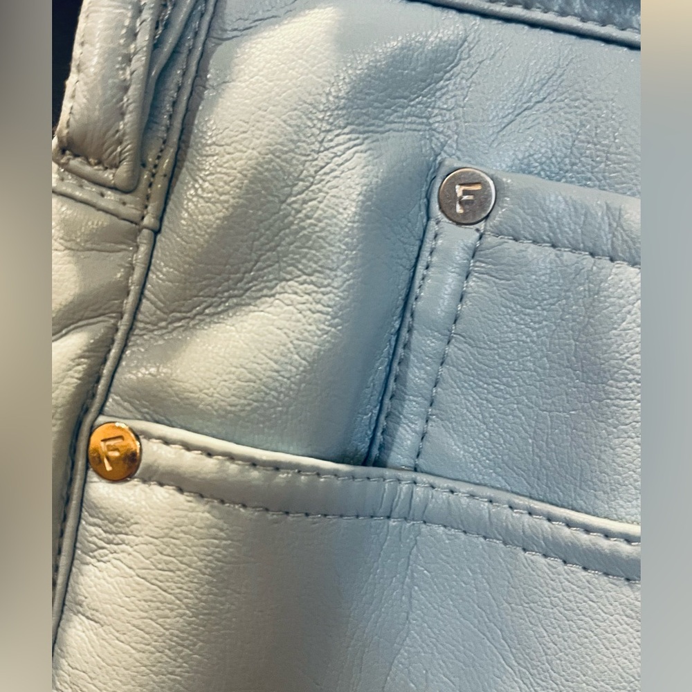 FRAME faux leather Le High N Tight straight-leg pants. Baby blue. Sz 31. NWT - Picture 8 of 15
